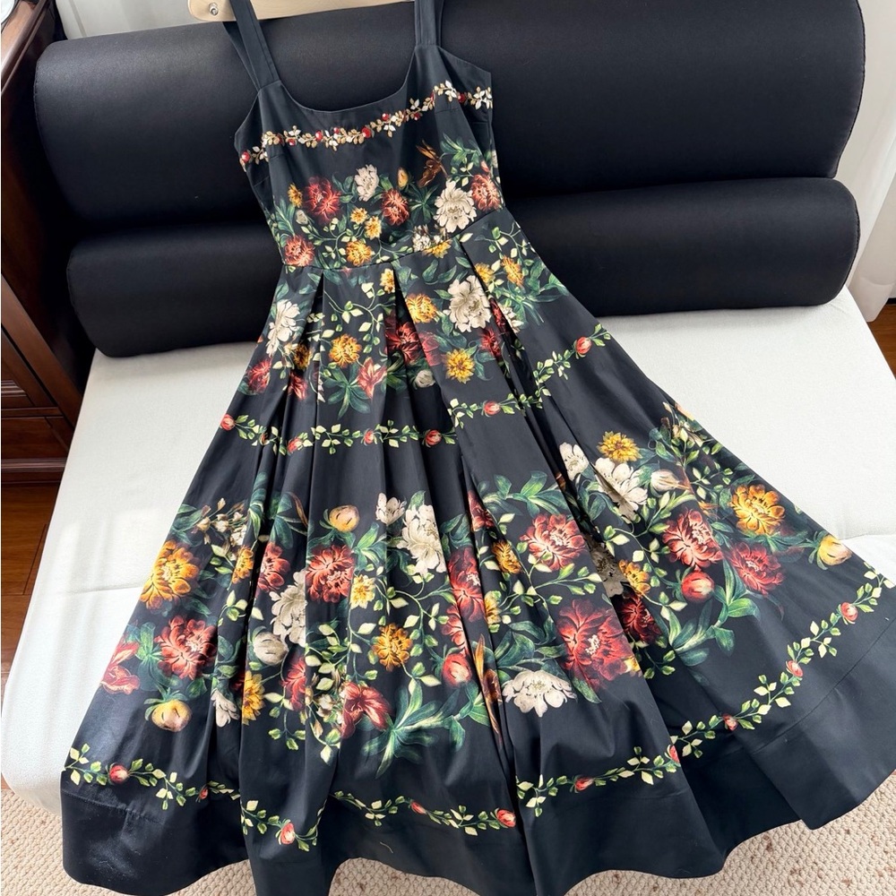 Agua by Agua Bendita Black Floral Midi Dress - Picture 1 of 9